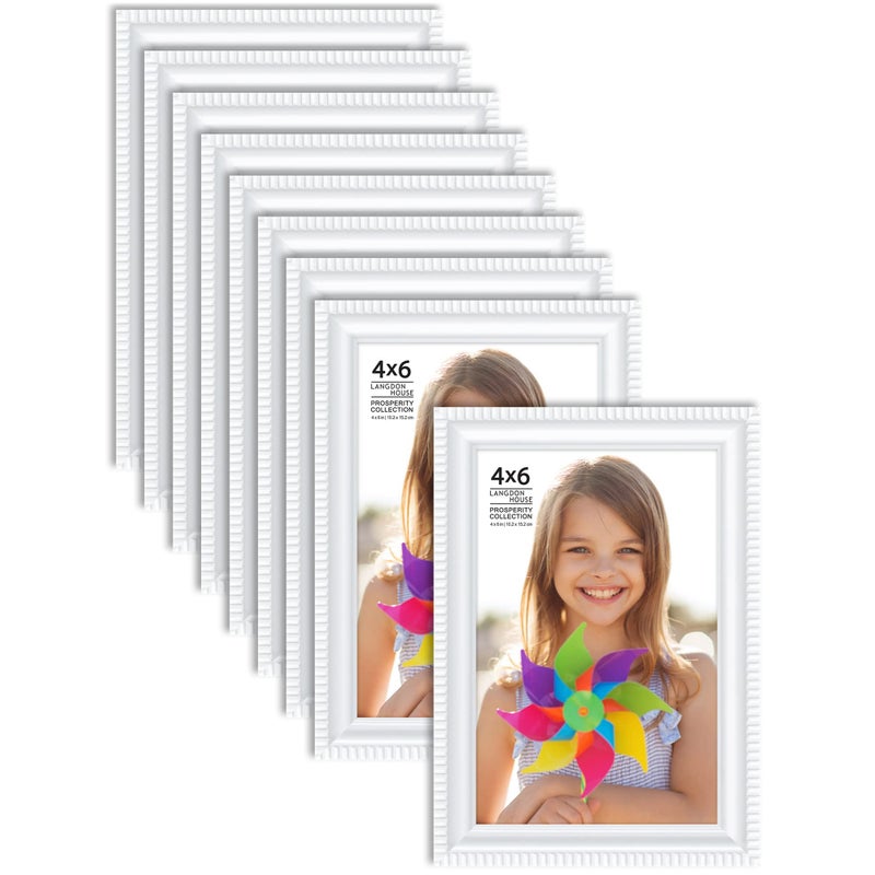 Langdon House 4x6 Picture Frames (White, 12 Pack), Contemporary Frame Set, Wall Mount or Table Top, Prosperity Collection - Image 1